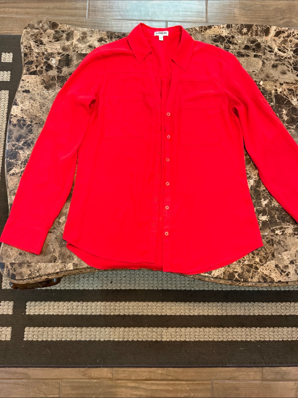 Express Girls' Red Long-Sleeve Button-Down Shirt